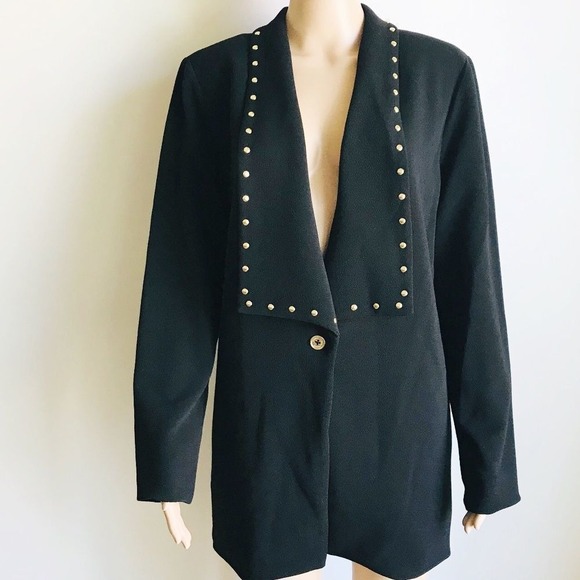 Michael Kors Studded Black‎ Blazer Jacket  Career Office Minimalist Small NWT - Picture 3 of 8